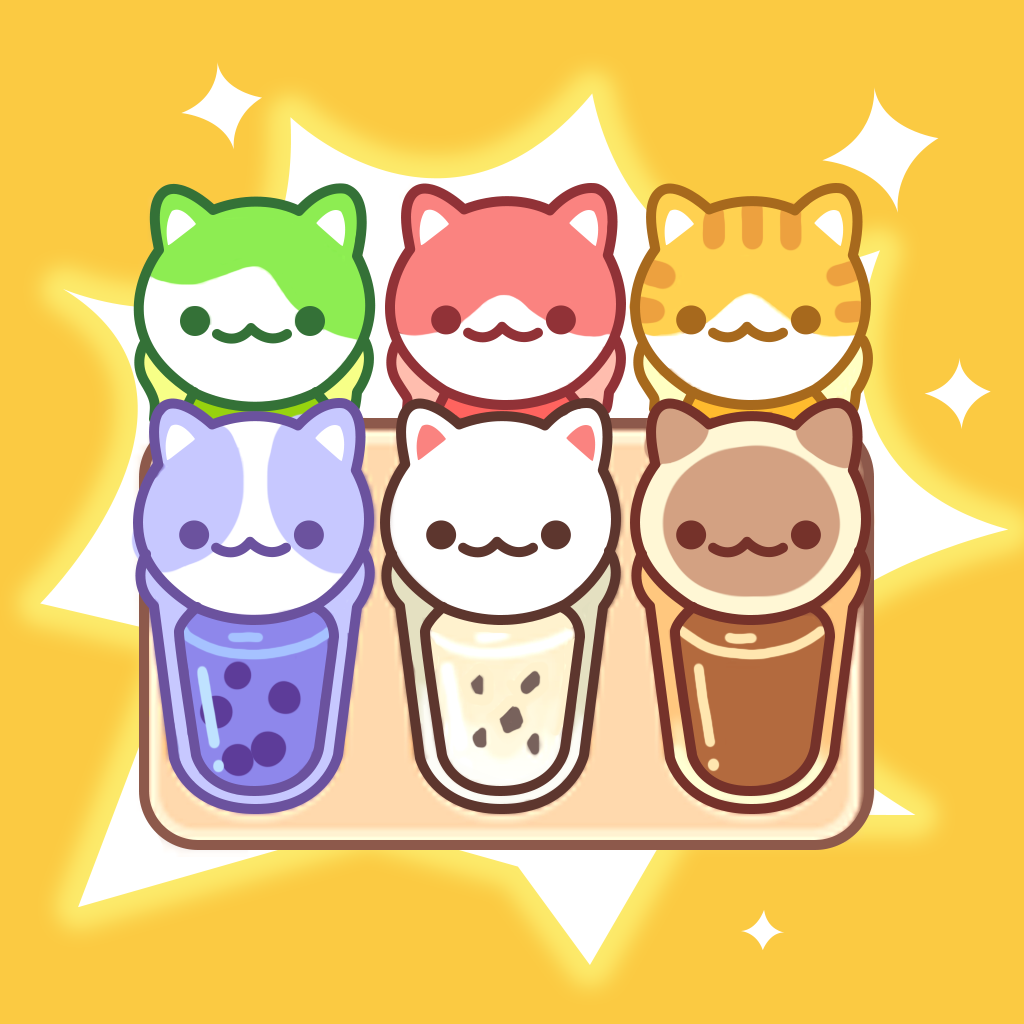 《奶茶屋之旅》应用图标：猫咪与奶茶杯
